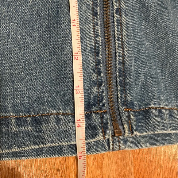 Altar’d State Paneled Denim Full Zip Medium Wash Mini Skirt Sz Large - Picture 5 of 11